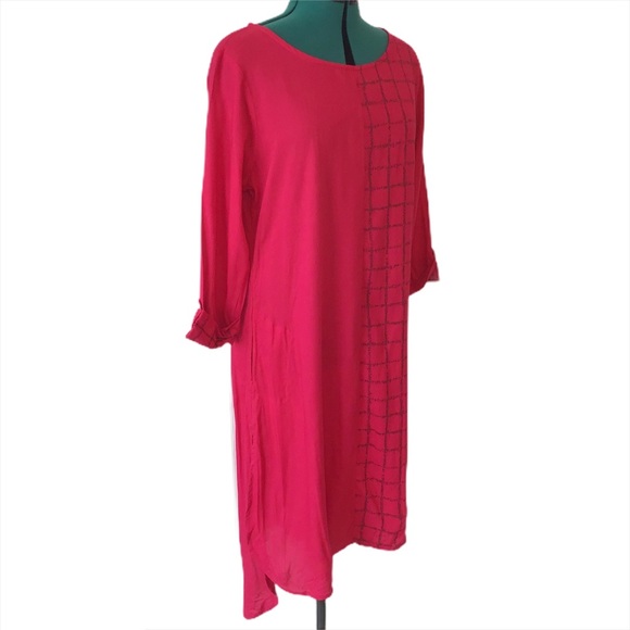 Max Pink with Grey 100% Rayon Kurta, XL - Picture 3 of 16